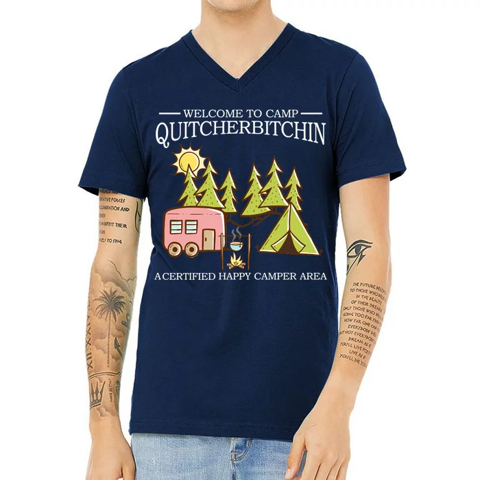 Welcome To Camp Quitcherbitchen V-Neck T-Shirt