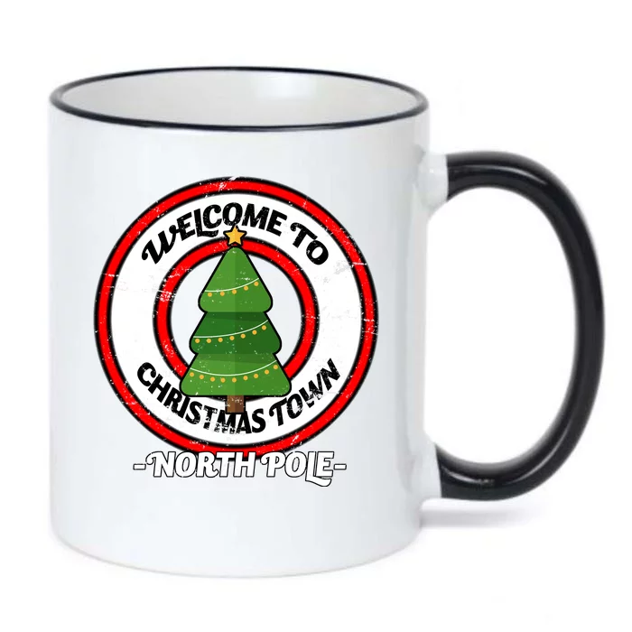 Welcome To Christmas Town North Pole Black Color Changing Mug