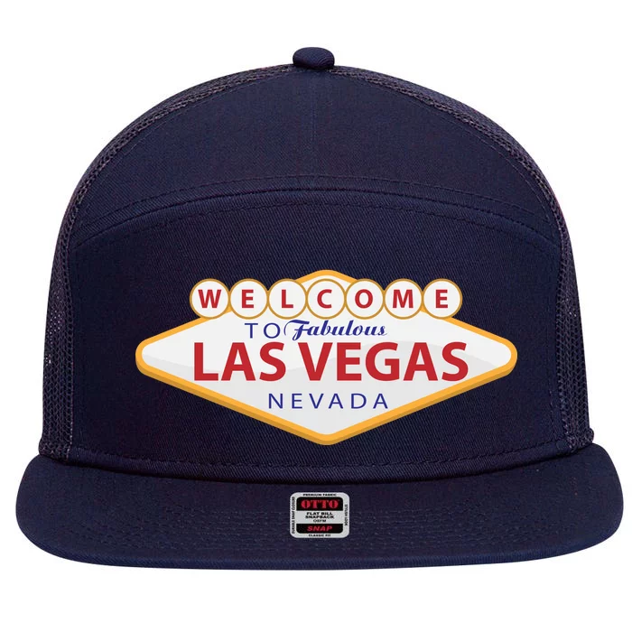 Welcome To Fabulous Las Vegas Sign 7 Panel Mesh Trucker Snapback Hat