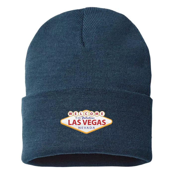 Welcome To Fabulous Las Vegas Sign Sustainable Knit Beanie