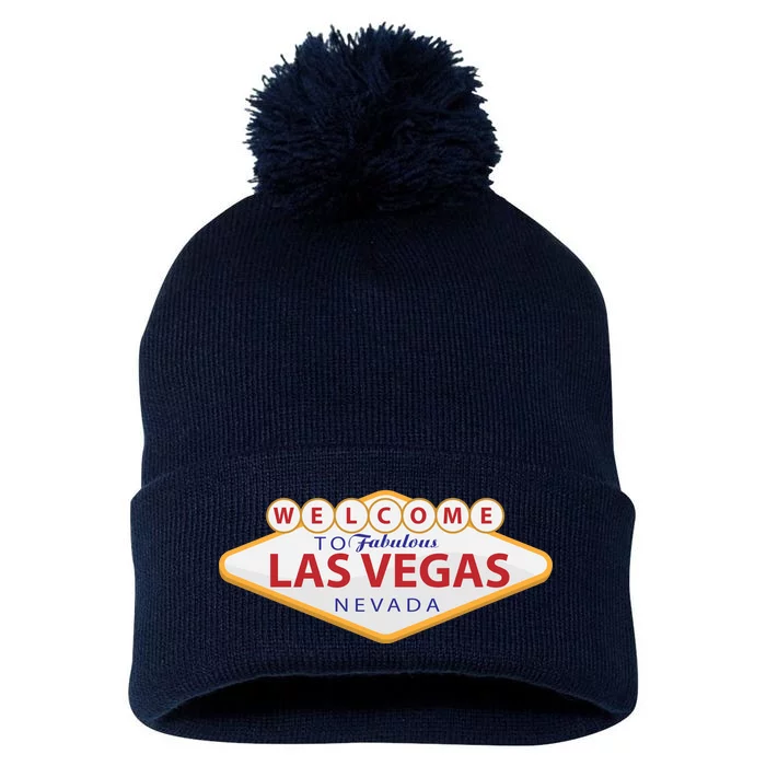 Welcome To Fabulous Las Vegas Sign Pom Pom 12in Knit Beanie