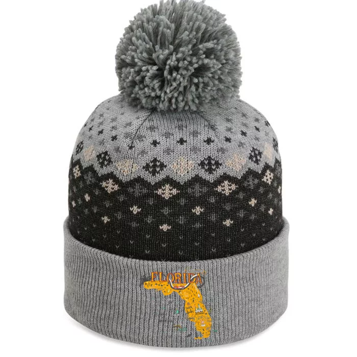 Welcome To Florida Cool Tourist Map The Baniff Cuffed Pom Beanie