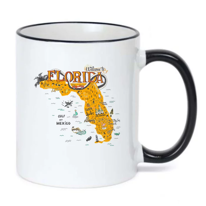 Welcome To Florida Cool Tourist Map Black Color Changing Mug