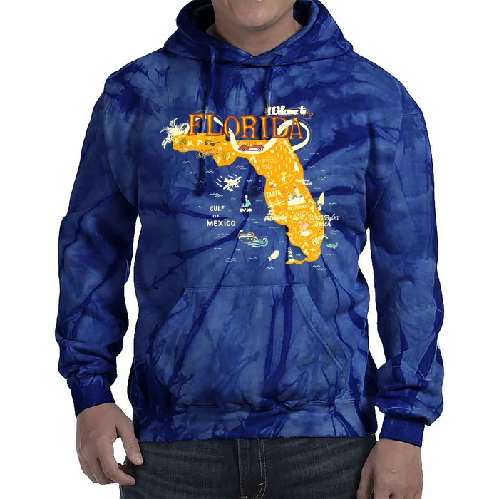 Welcome To Florida Cool Tourist Map Tie Dye Hoodie