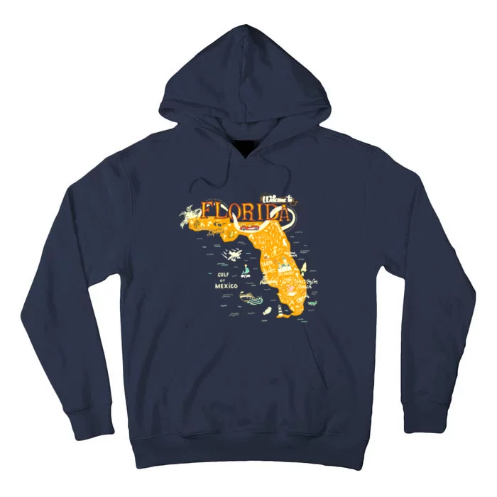 Welcome To Florida Cool Tourist Map Tall Hoodie