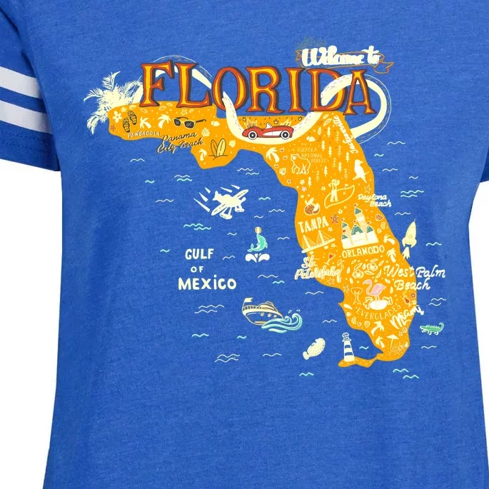 Welcome To Florida Cool Tourist Map Enza Ladies Jersey Football T-Shirt