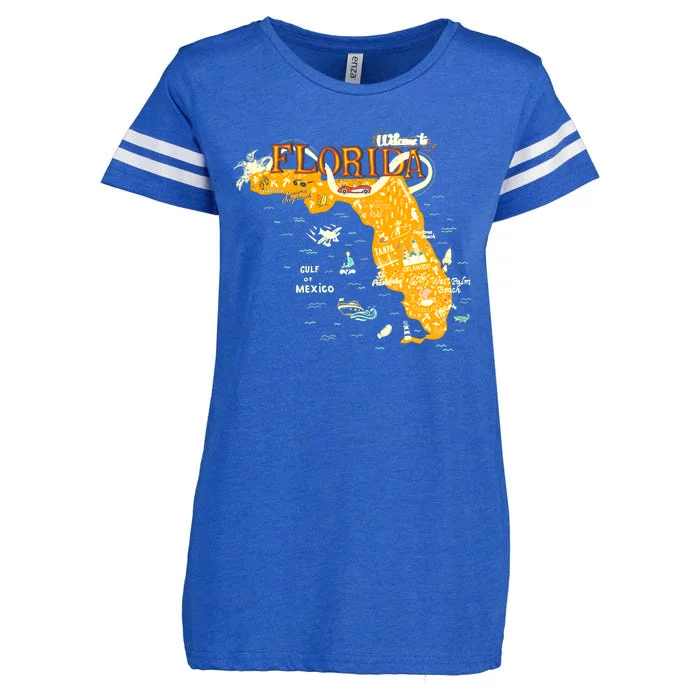 Welcome To Florida Cool Tourist Map Enza Ladies Jersey Football T-Shirt