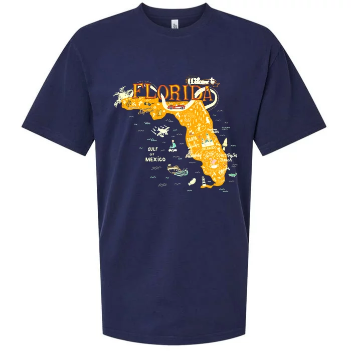 Welcome To Florida Cool Tourist Map Sueded Cloud Jersey T-Shirt