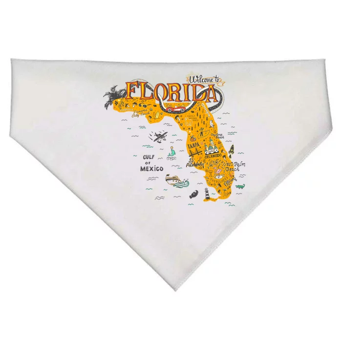 Welcome To Florida Cool Tourist Map USA-Made Doggie Bandana