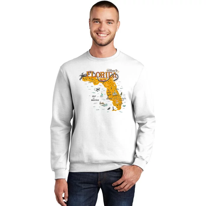 Welcome To Florida Cool Tourist Map Sweatshirt