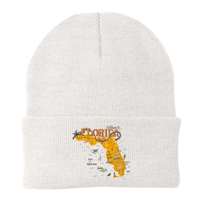 Welcome To Florida Cool Tourist Map Knit Cap Winter Beanie