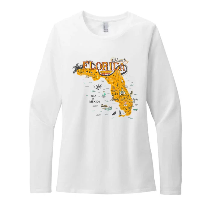 Welcome To Florida Cool Tourist Map Womens CVC Long Sleeve Shirt