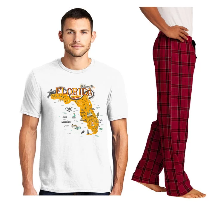 Welcome To Florida Cool Tourist Map Pajama Set