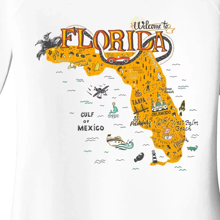 Welcome To Florida Cool Tourist Map Women's Perfect Tri Tunic Long Sleeve Shirt