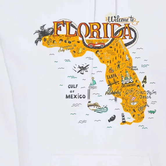 Welcome To Florida Cool Tourist Map Premium Hoodie