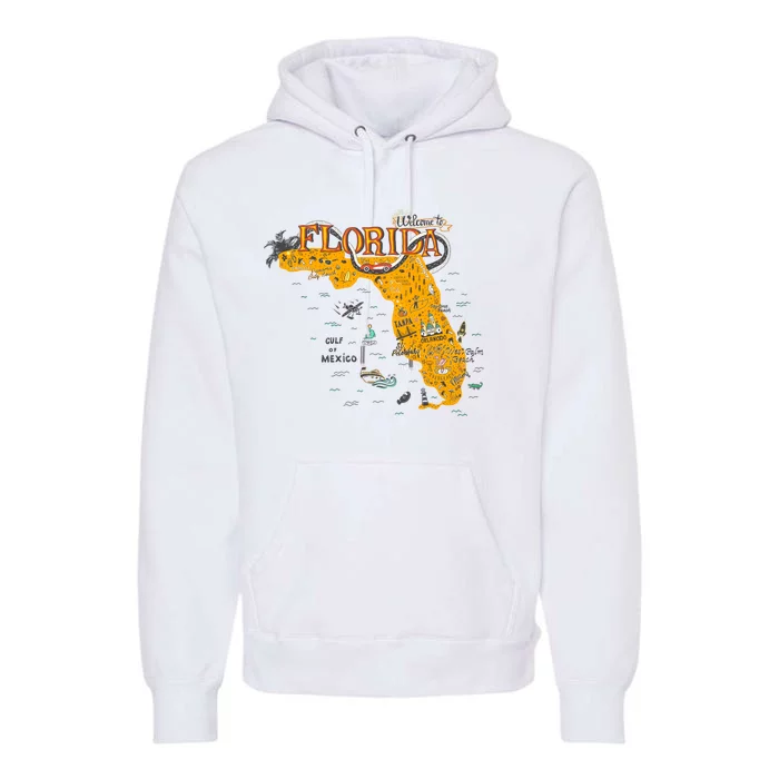 Welcome To Florida Cool Tourist Map Premium Hoodie