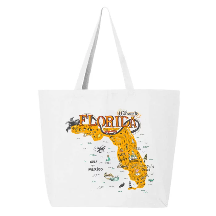 Welcome To Florida Cool Tourist Map 25L Jumbo Tote