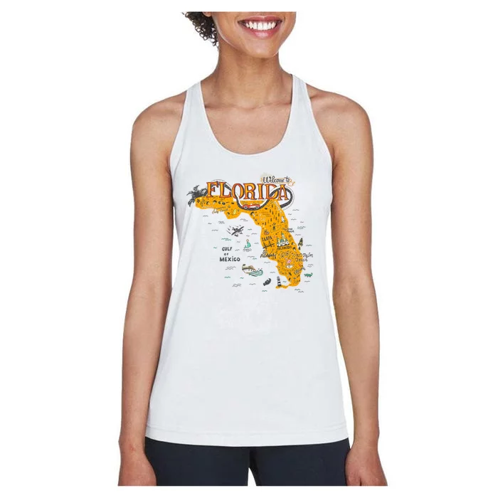 Welcome To Florida Cool Tourist Map Women's Racerback Tank