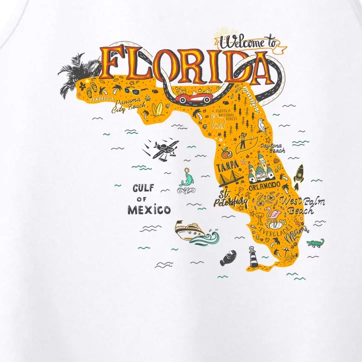 Welcome To Florida Cool Tourist Map Performance Tank