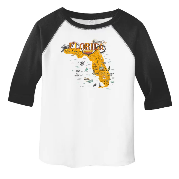 Welcome To Florida Cool Tourist Map Toddler Fine Jersey T-Shirt