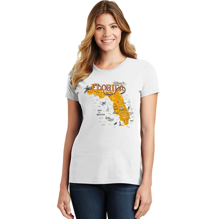 Welcome To Florida Cool Tourist Map Women's T-Shirt