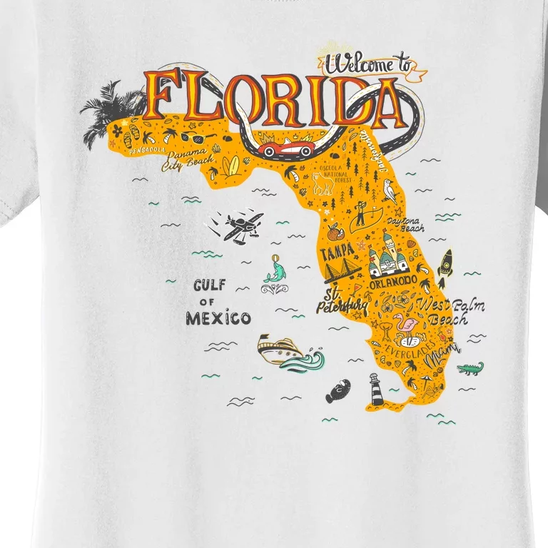 Welcome To Florida Cool Tourist Map Women's T-Shirt