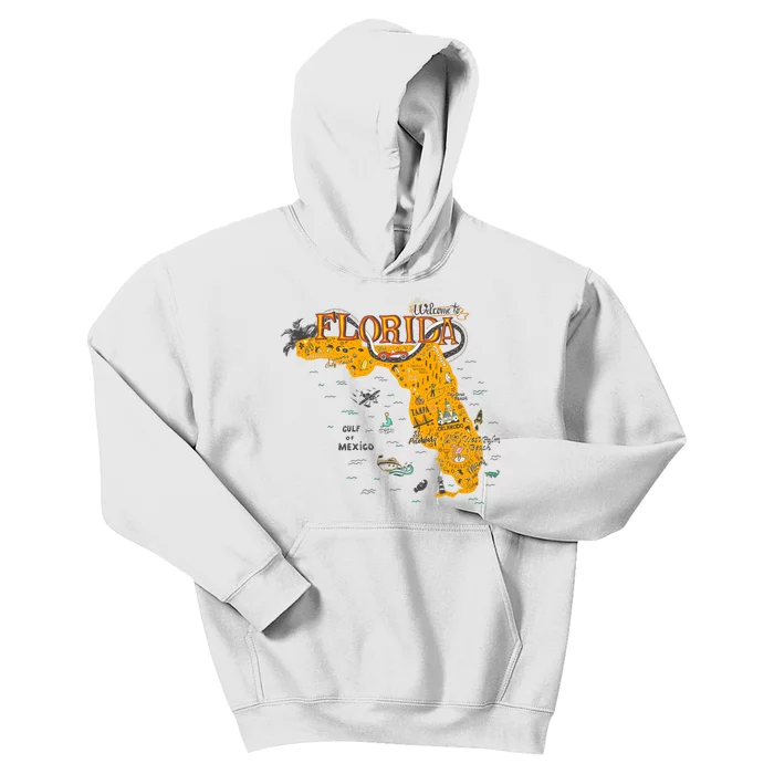 Welcome To Florida Cool Tourist Map Kids Hoodie