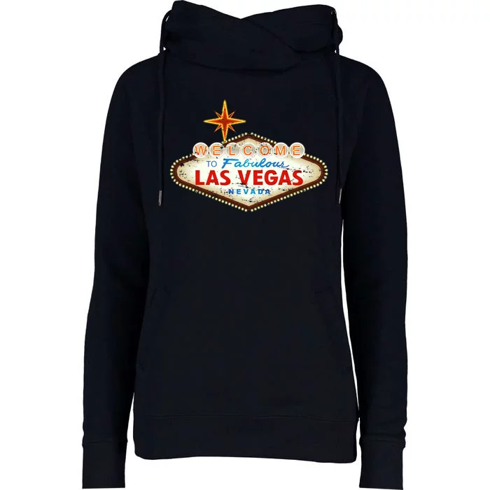 Welcome to Las Vegas Classic Sign Womens Funnel Neck Pullover Hood