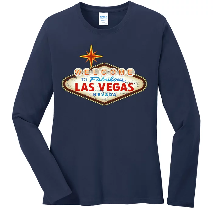 Welcome to Las Vegas Classic Sign Ladies Long Sleeve Shirt