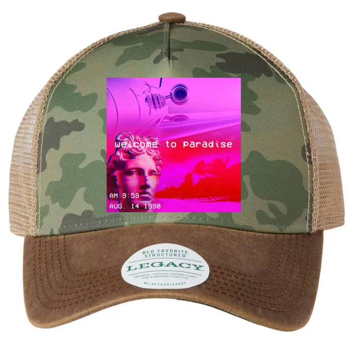 Welcome To Paradise Vaporwave Legacy Tie Dye Trucker Hat