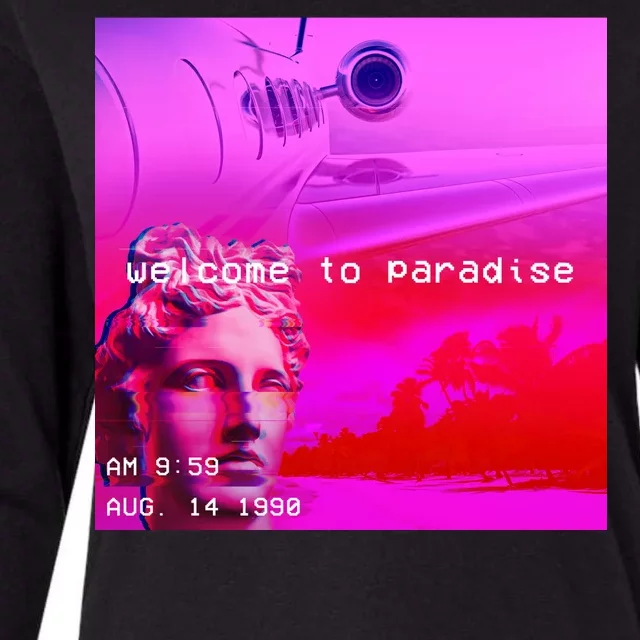 Welcome To Paradise Vaporwave Womens Cotton Relaxed Long Sleeve T-Shirt