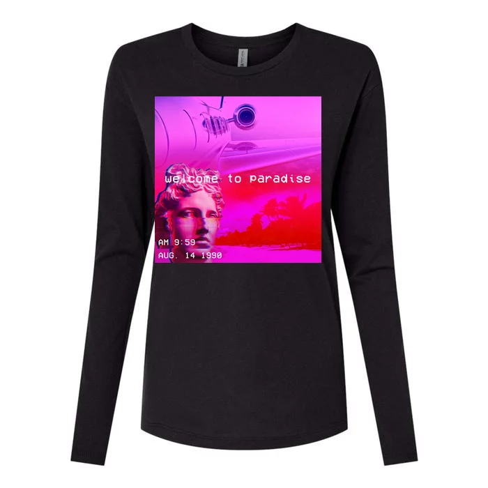 Welcome To Paradise Vaporwave Womens Cotton Relaxed Long Sleeve T-Shirt