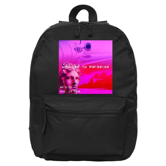 Welcome To Paradise Vaporwave 16 in Basic Backpack