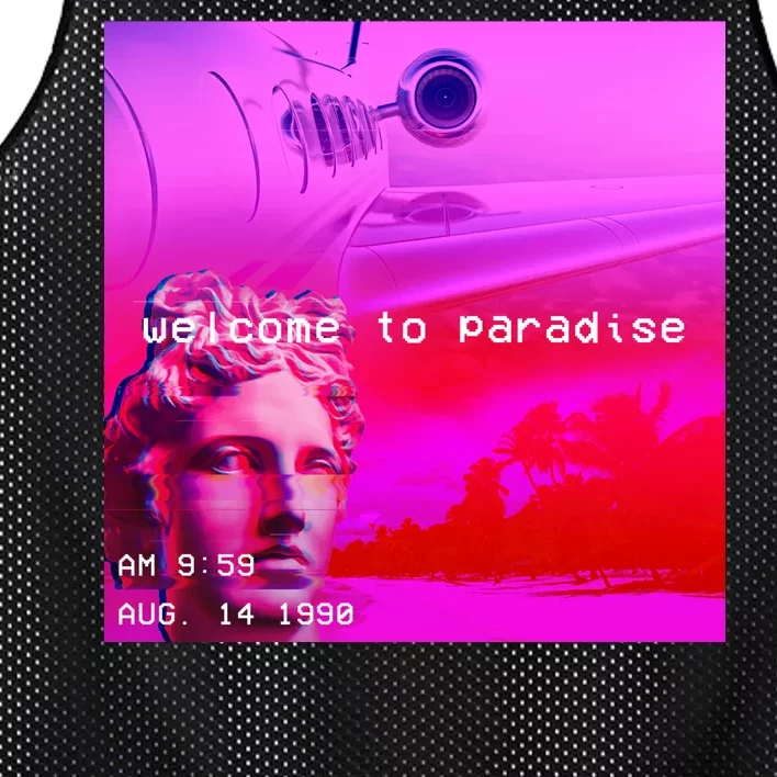 Welcome To Paradise Vaporwave Mesh Reversible Basketball Jersey Tank