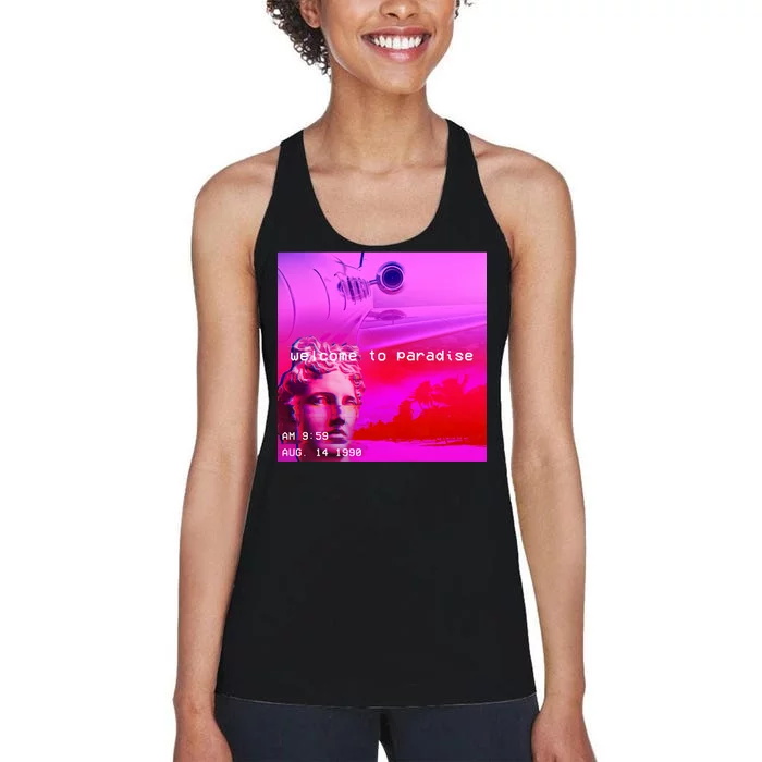 Welcome To Paradise Vaporwave Women's Racerback Tank