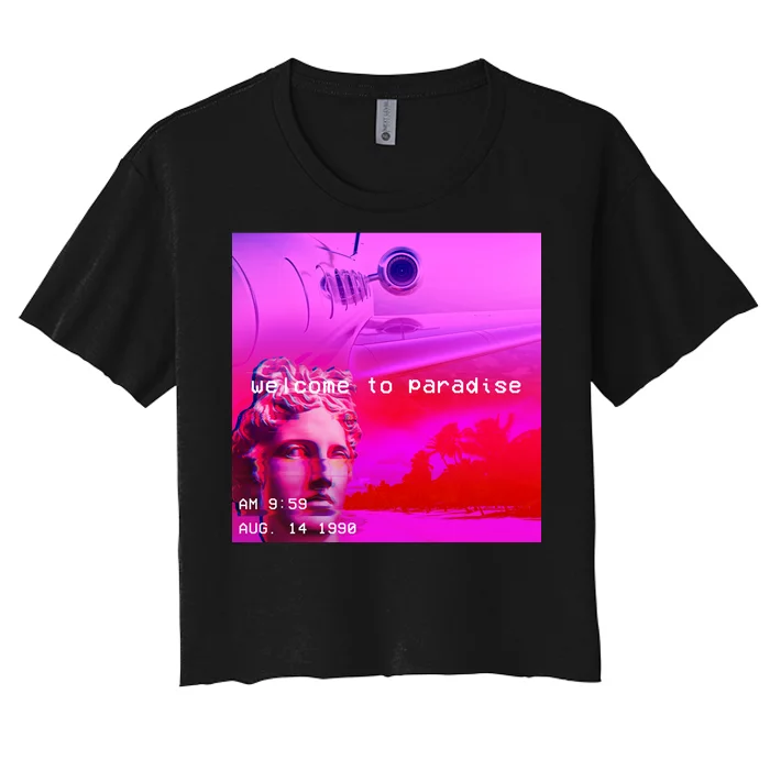 Welcome To Paradise Vaporwave Women's Crop Top Tee