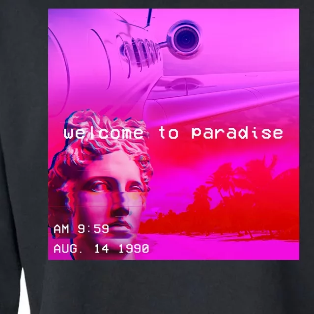 Welcome To Paradise Vaporwave Cropped Pullover Crew