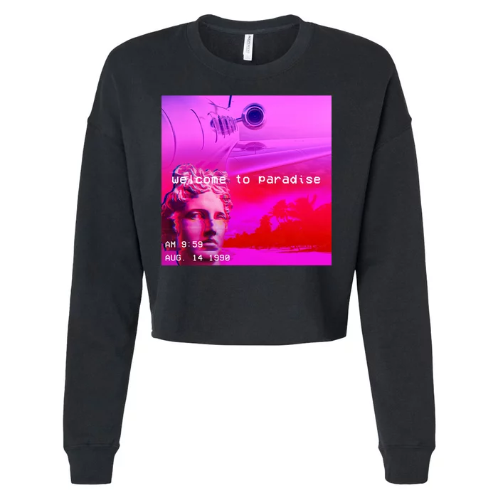 Welcome To Paradise Vaporwave Cropped Pullover Crew