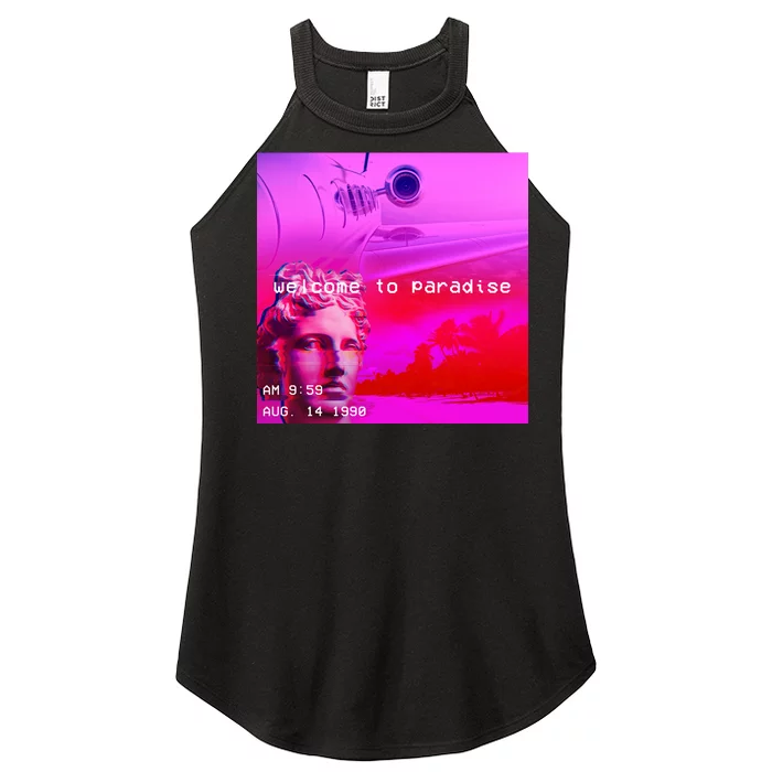 Welcome To Paradise Vaporwave Women’s Perfect Tri Rocker Tank