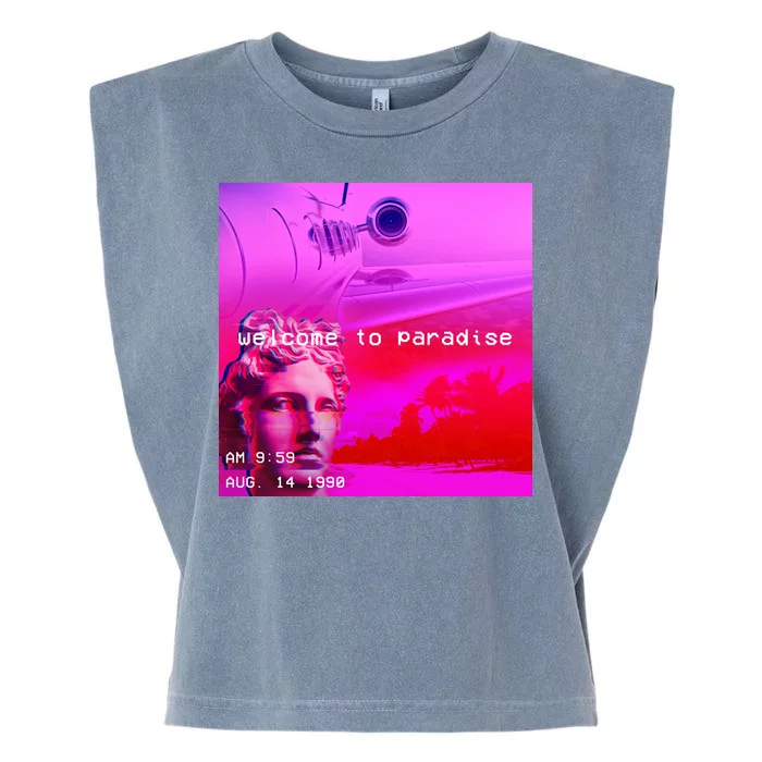 Welcome To Paradise Vaporwave Garment-Dyed Women's Muscle Tee