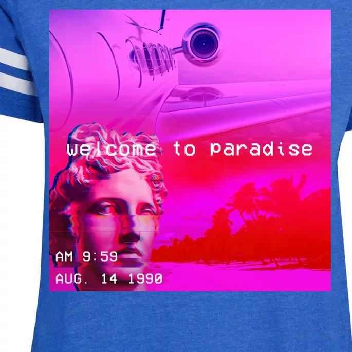 Welcome To Paradise Vaporwave Enza Ladies Jersey Football T-Shirt