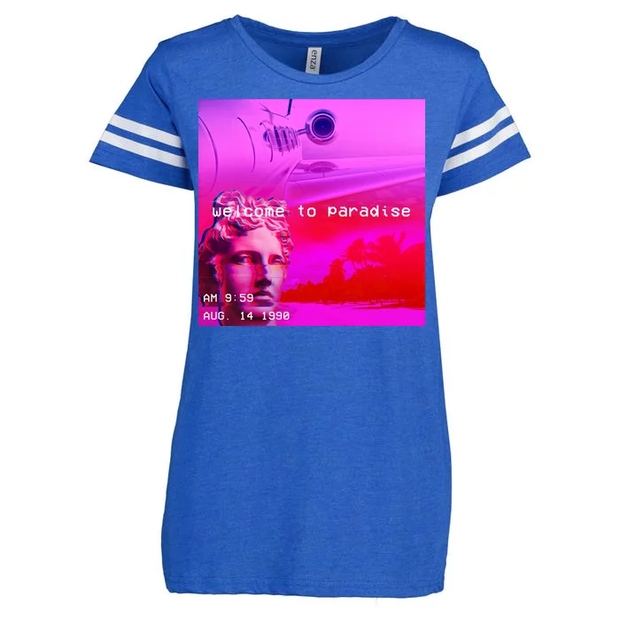 Welcome To Paradise Vaporwave Enza Ladies Jersey Football T-Shirt