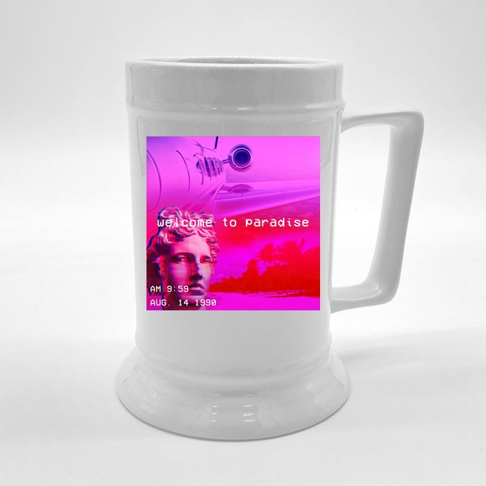 Welcome To Paradise Vaporwave Front & Back Beer Stein