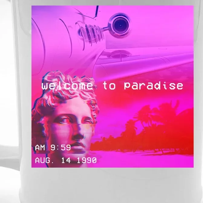 Welcome To Paradise Vaporwave Front & Back Beer Stein