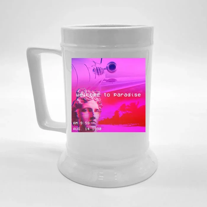 Welcome To Paradise Vaporwave Front & Back Beer Stein