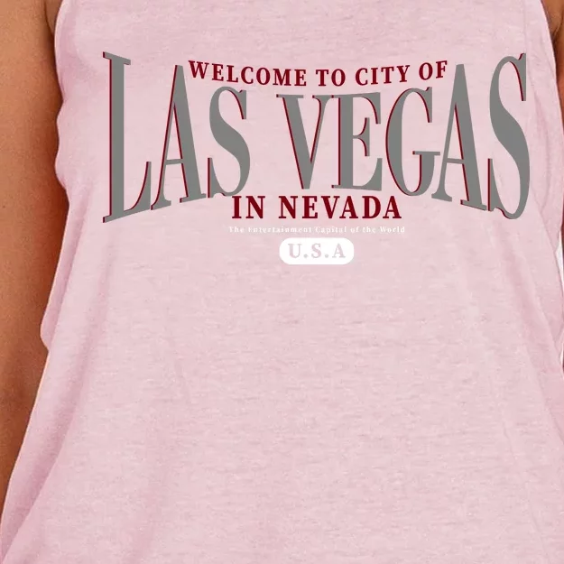 Welcome to the city of Las Vegas in Nevada Women's Knotted Racerback Tank