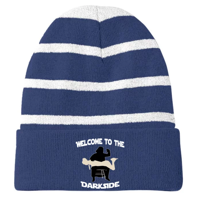 Welcome To The Dark Side Striped Beanie with Solid Band