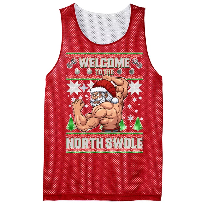 Welcome to the North Swole Santa Ugly Christmas Mesh Reversible Basketball Jersey Tank