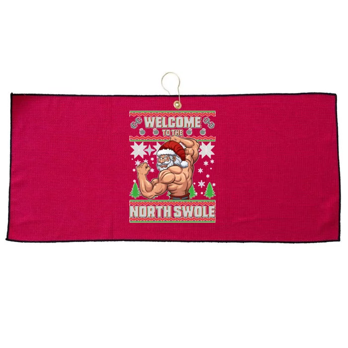 Welcome to the North Swole Santa Ugly Christmas Large Microfiber Waffle Golf Towel