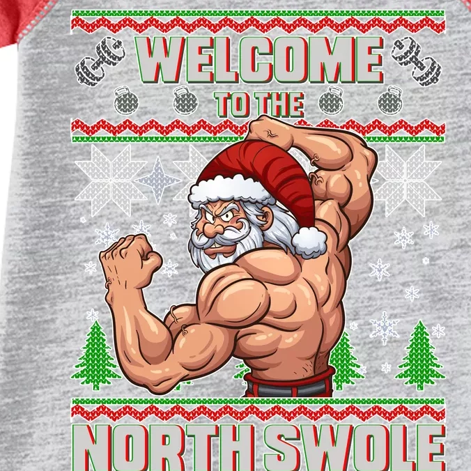 Welcome to the North Swole Santa Ugly Christmas Infant Baby Jersey Bodysuit